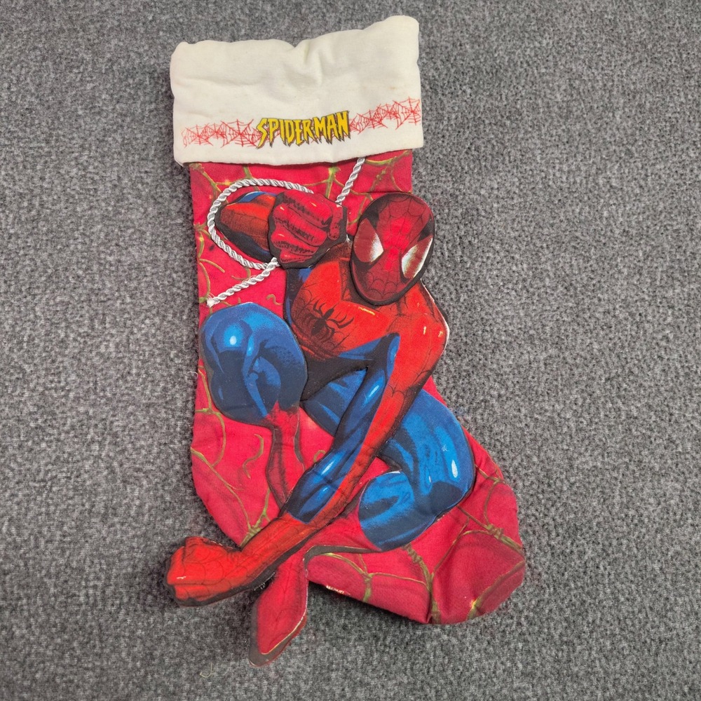 Vintage Marvel Spider-Man Christmas Stocking Kids(Holiday Decor Superhero)